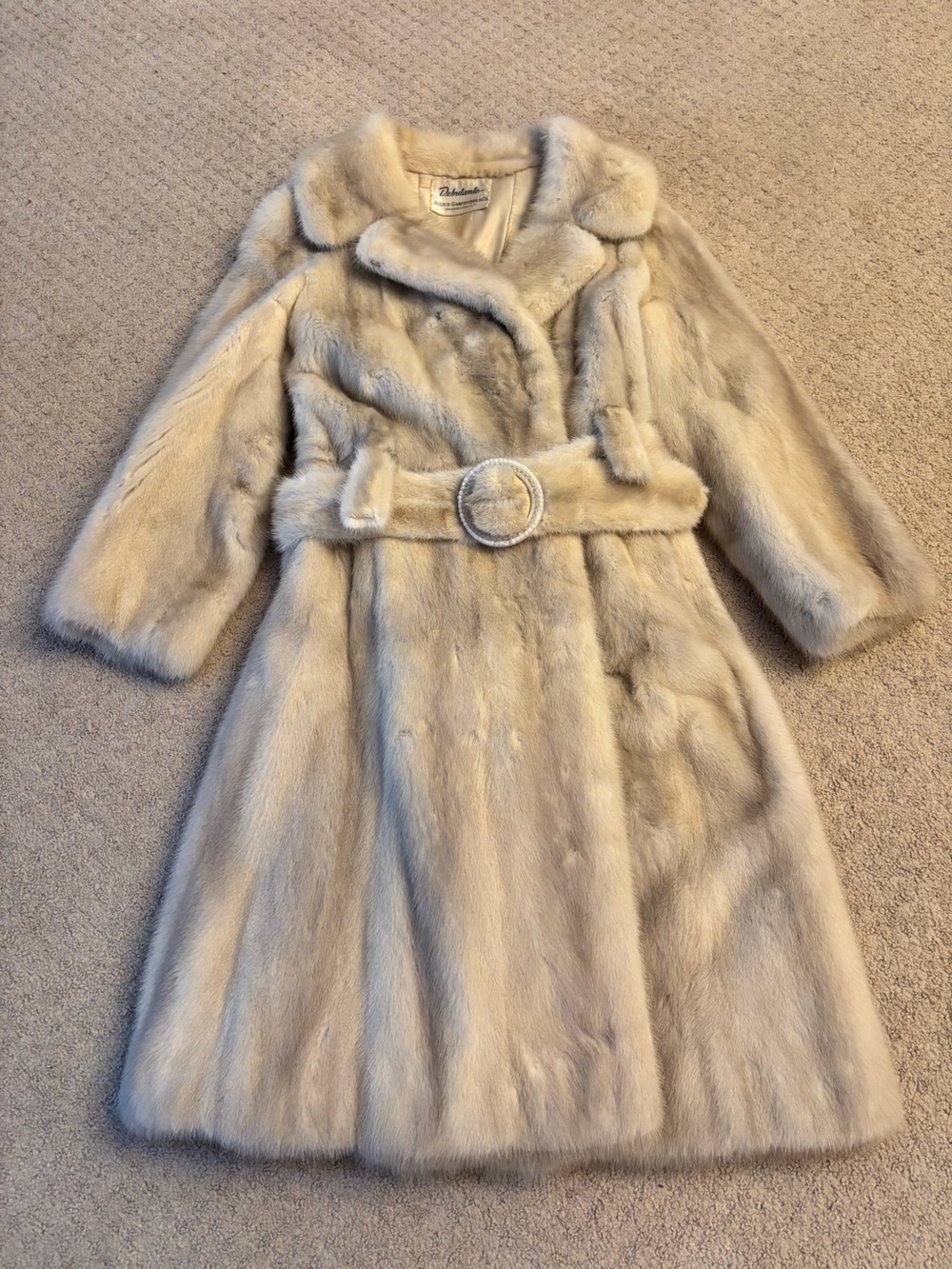 Vintage Debutante Julius Garfinckel Genuine Canada Mink Fur Coat Belted